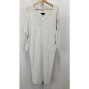 HATCH The Visitor Dress V Neck Midi Terry Knit Heather Beige Gray One Size OS